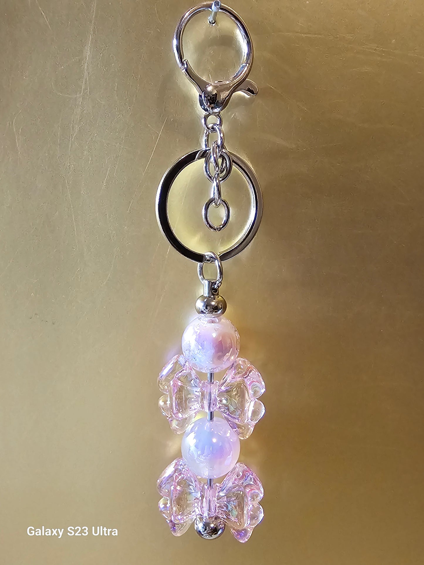 Pink balls and flowers Keychain