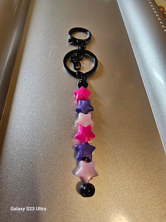 Pink and Purple Stars Keychain